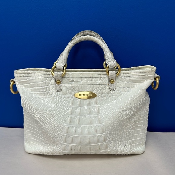 Brahmin Bags Brahmin White Animal Print Leather Shoulder Bag Poshmark
